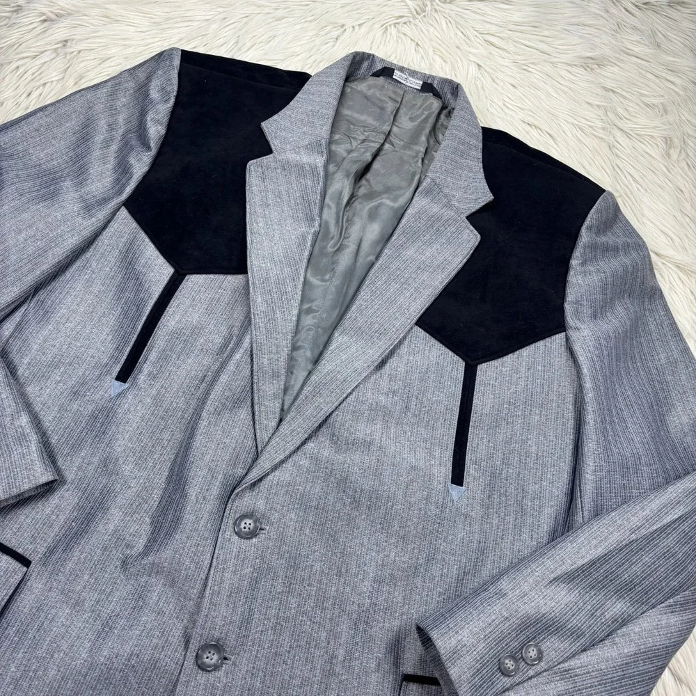 Buffalo Country Men's 46R Gray Button Front Jacket Sport Coat Western Cowboy